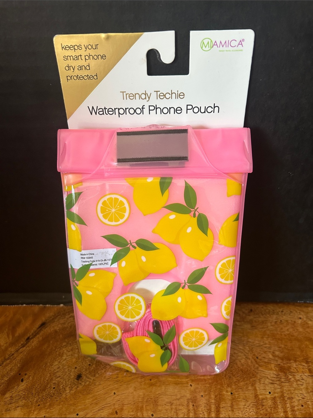 Miamica Trendy Techie Waterproof Phone Pouch - Pink Lemon Print